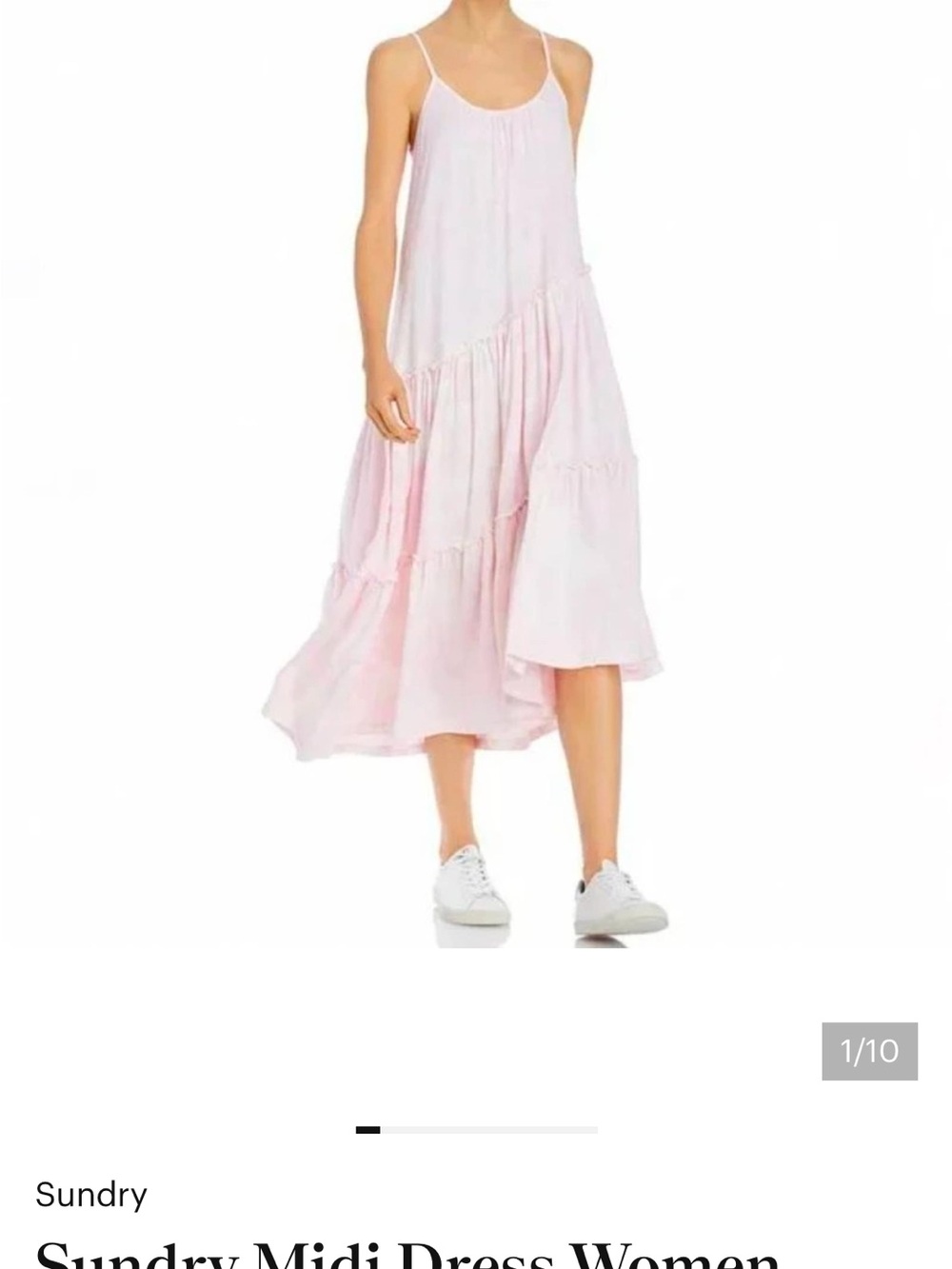 Sundry Pale Pink Tiered Spaghetti-Strap Midi Dress
